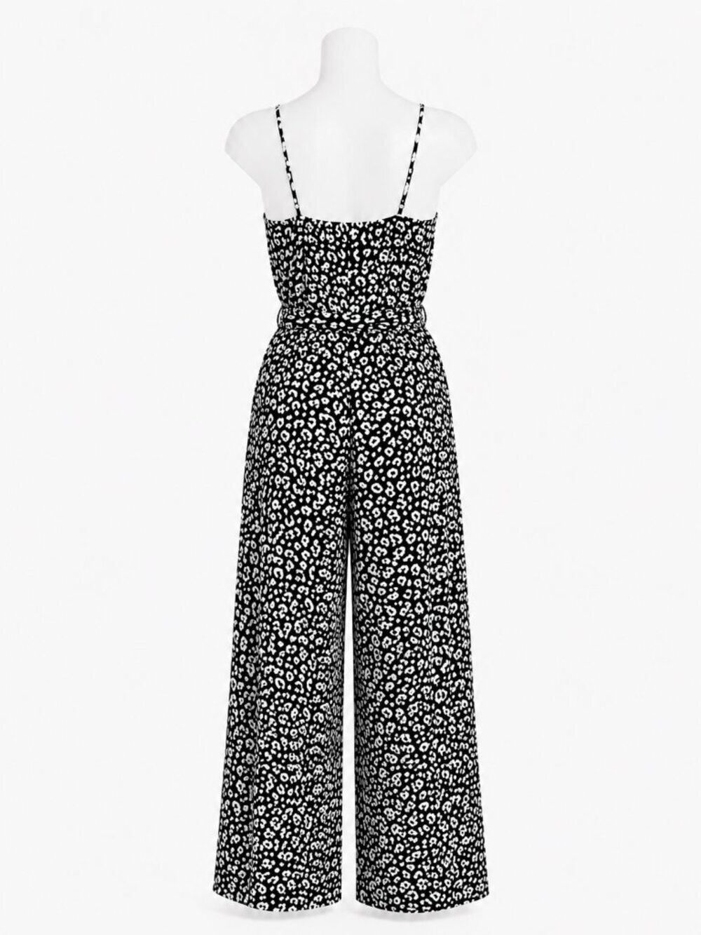 Scoop Black White Leopard Print Wide Leg Jumpsuit Medium 8-10 SS-311A - Picture 4 of 6